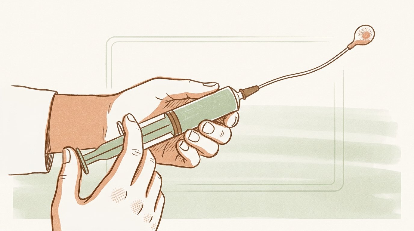 Embryologist draws embryo into catheter. — variant B